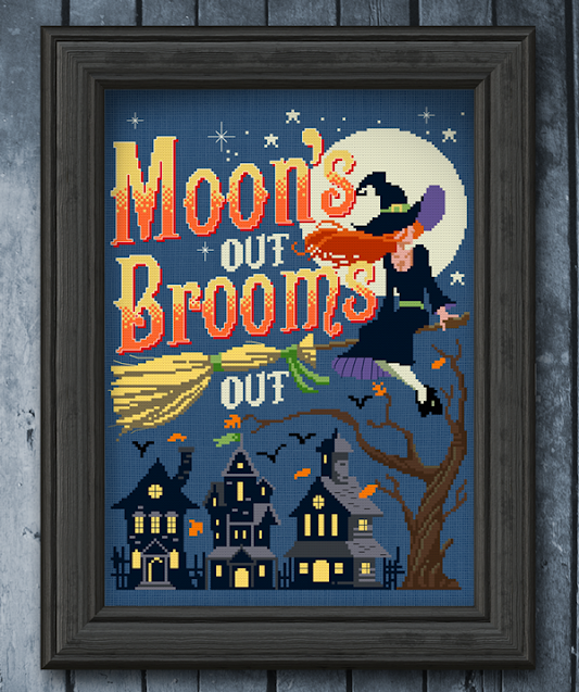 Moon's Out Brooms Out by Autumn Lane Stitchery